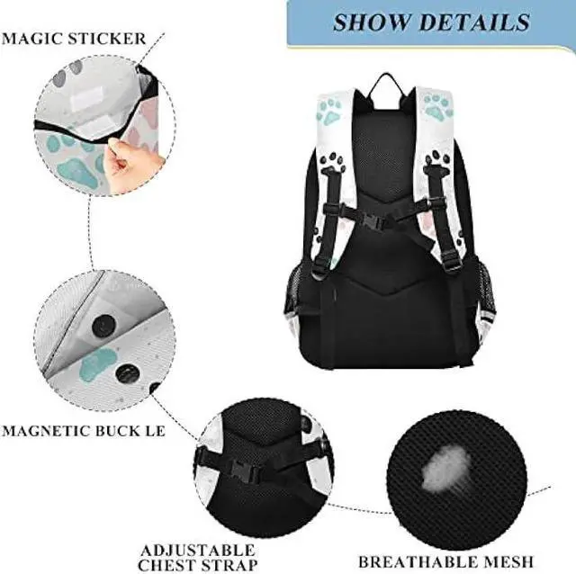 Alt view image 3 of 5 - ALAZA Colorful Dog Paw Prints Laptop Backpack Purse for Women Men Travel Bag Casual Daypack with Compartment & Multiple Pockets