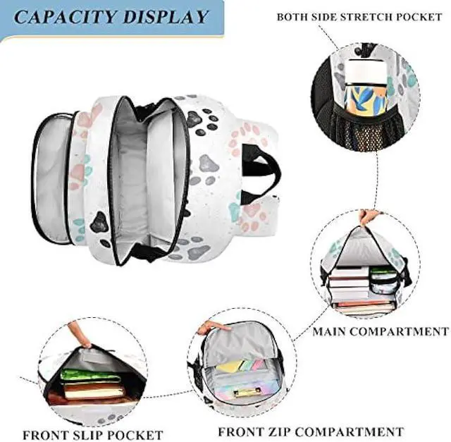 Alt view image 4 of 5 - ALAZA Colorful Dog Paw Prints Laptop Backpack Purse for Women Men Travel Bag Casual Daypack with Compartment & Multiple Pockets