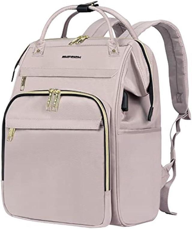 EMPSIGN Laptop Backpack for Women 15.6 Inch Travel Work Backpack, 35L Waterproof  Backpack Pures with USB Port & RFID Blocking, Largre Capacity Casual  College Backpack, Grey Pink 