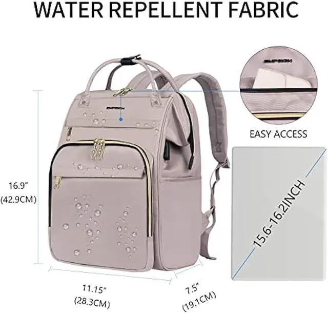 Alt view image 2 of 6 - EMPSIGN Laptop Backpack for Women 15.6 Inch Travel Work Backpack, 35L Waterproof Backpack Pures with USB Port & RFID Blocking, Largre Capacity Casual College Backpack, Grey Pink