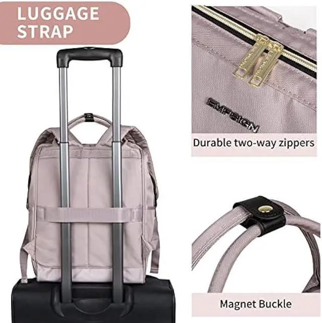 Alt view image 6 of 6 - EMPSIGN Laptop Backpack for Women 15.6 Inch Travel Work Backpack, 35L Waterproof Backpack Pures with USB Port & RFID Blocking, Largre Capacity Casual College Backpack, Grey Pink