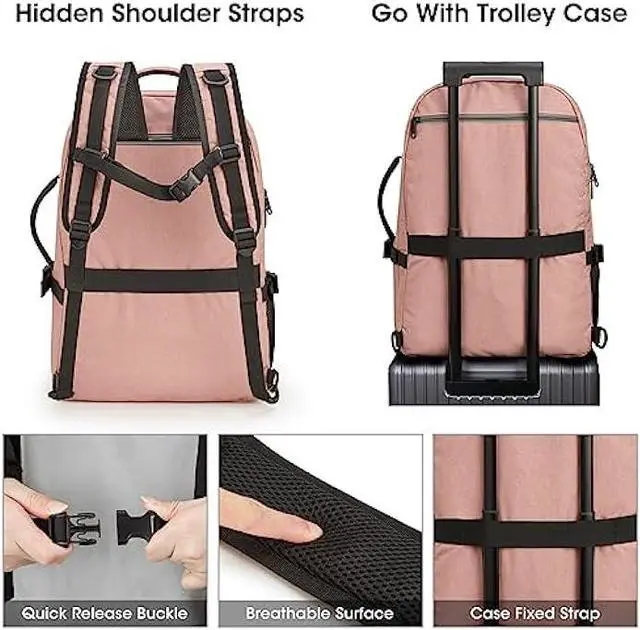 Alt view image 5 of 7 - G4Free Travel Backpack For Women Men 40l Carry On Waterproof Large 17inch Laptop Backpack For Traveling On Airplane, College Bag Casual Daypack With 3 Packing Cubes For Weekender Business Hiking Pink