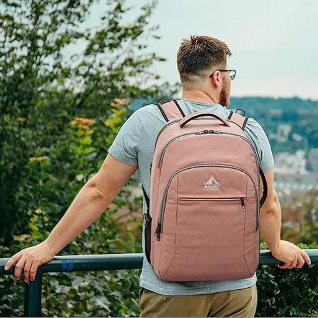 Alt view image 7 of 7 - G4Free Travel Backpack For Women Men 40l Carry On Waterproof Large 17inch Laptop Backpack For Traveling On Airplane, College Bag Casual Daypack With 3 Packing Cubes For Weekender Business Hiking Pink