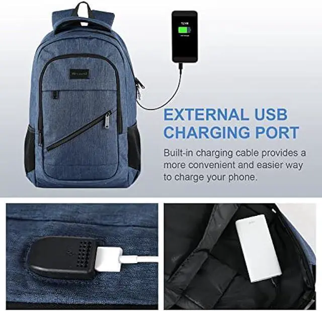 Alt view image 2 of 6 - Mecrowd Laptop Backpack for Women, Anti Theft Backpack with USB Charging Port, 15.6 Inch Large Backpack for Travel Business (Blue)