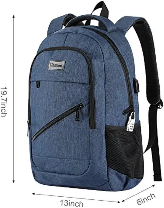 Alt view image 5 of 6 - Mecrowd Laptop Backpack for Women, Anti Theft Backpack with USB Charging Port, 15.6 Inch Large Backpack for Travel Business (Blue)