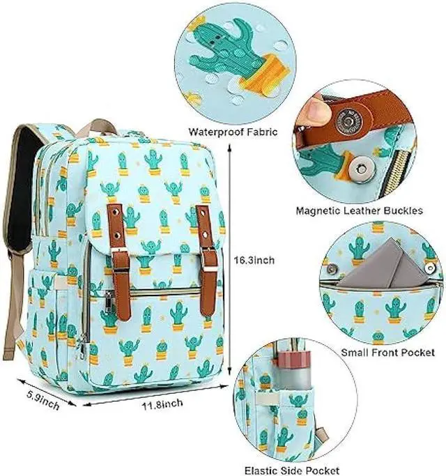Alt view image 4 of 5 - Fuyicat Cactus Laptop Backpack for Women Men Travel Business Work, Girls Boys School Backpack College Bookbag Fit 15.6 Inch Notebook
