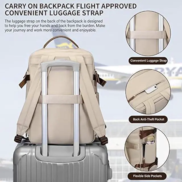 Alt view image 5 of 6 - GOLF SUPAGS Laptop Backpack with Separate Laptop Compartment Fits 15.6 Inch Notebook Large Capacity Computer Bag for Women Work Travel College Backpacks (Apricot)