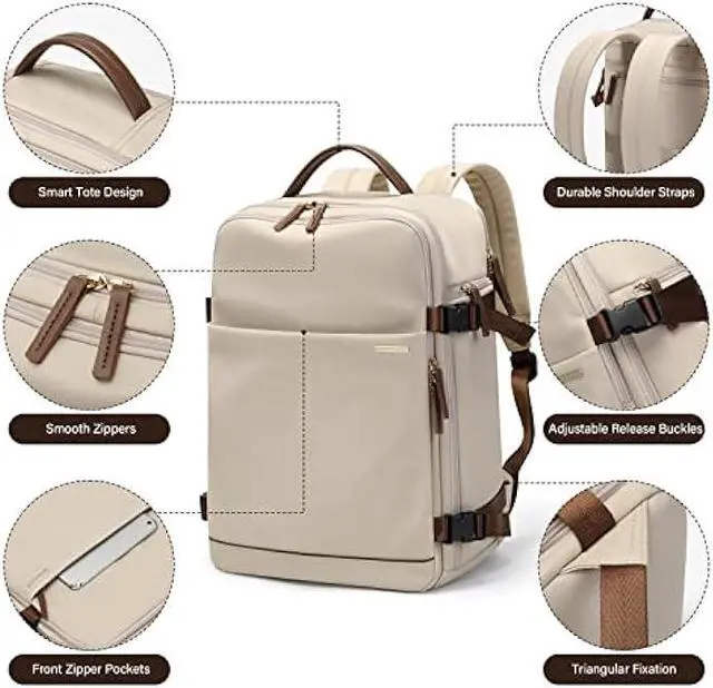 Alt view image 4 of 6 - GOLF SUPAGS Laptop Backpack with Separate Laptop Compartment Fits 15.6 Inch Notebook Large Capacity Computer Bag for Women Work Travel College Backpacks (Apricot)