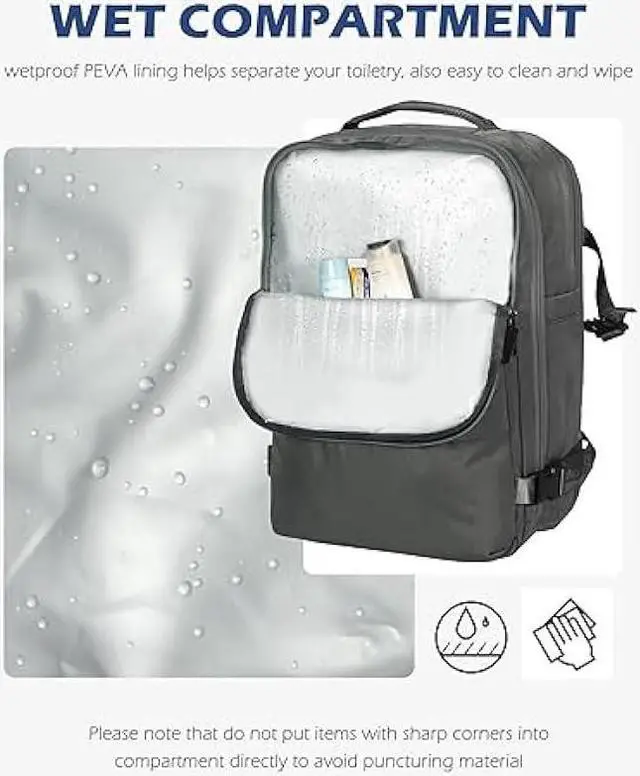 Alt view image 2 of 6 - Hynes Eagle 20L Travel Backpack Carry on Backpack Women Men Personal Item Bag for Spirit Airlines Small Nylon Laptop Backpack 14 inches Grey