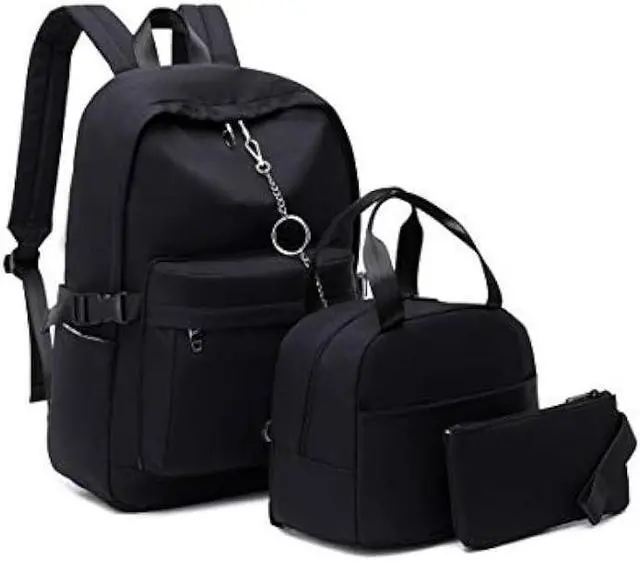 Alt view image 2 of 6 - Joymoze Girl Laptop Backpack Set with Lunch Bag and Pencil Purse Black Chain
