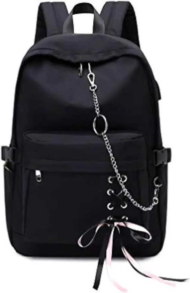 Alt view image 3 of 6 - Joymoze Girl Laptop Backpack Set with Lunch Bag and Pencil Purse Black Chain