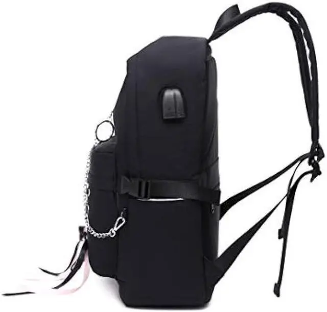 Alt view image 4 of 6 - Joymoze Girl Laptop Backpack Set with Lunch Bag and Pencil Purse Black Chain