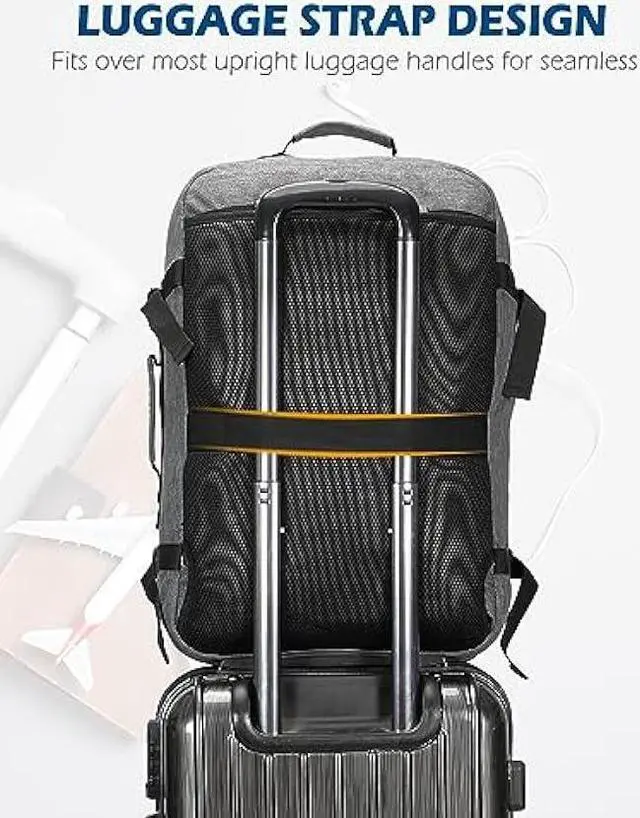 Alt view image 2 of 6 - Hynes Eagle Carry on Backpack 38L Large Travel Backpack for Women Flight Approved Weekender Bag Laptop Backpack Men 15 inches Black Grey 2023