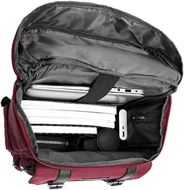 Alt view image 3 of 7 - YALUNDISI Vintage Backpack for Men Women Laptop Backpack Bookbags College Backpack Red 16 inch