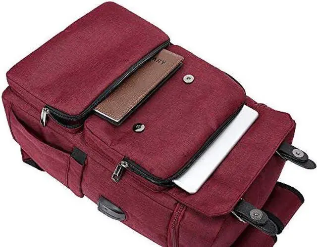 Alt view image 4 of 7 - YALUNDISI Vintage Backpack for Men Women Laptop Backpack Bookbags College Backpack Red 16 inch