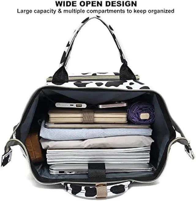 Alt view image 3 of 6 - Dezcrab Cow Print Laptop Backpack for Women, College Bookbag School Backpack Work Business Travel 15.6 Inch Computer Backpacks