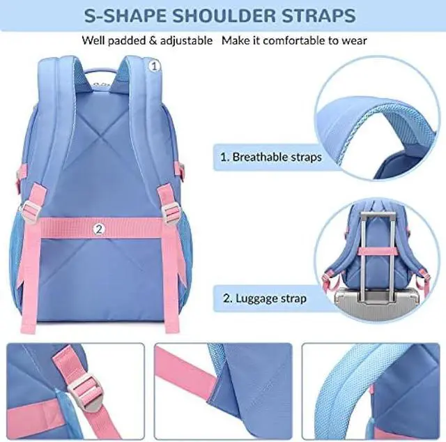 Alt view image 6 of 6 - El-fmly Big School Backpack Bookbag for Teen Students, Multi Pockets Water Resistant Casual Daypack with 15.6 inch Laptop pocket for Travel (Black)