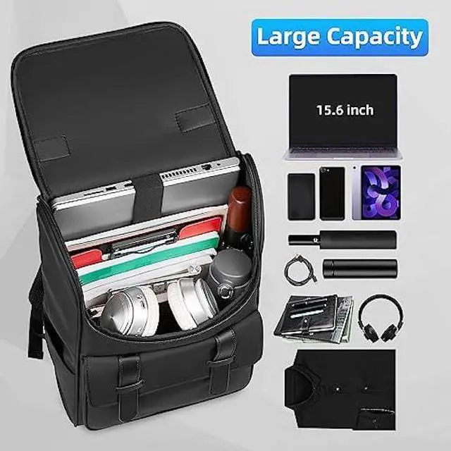 Alt view image 4 of 6 - GYakeog Vintage Laptop Backpack for Men Women 15.6 Inch Travel Backpack Waterproof Business Backpacks Mens College Backpacks Casual Daypacks for Work Office College