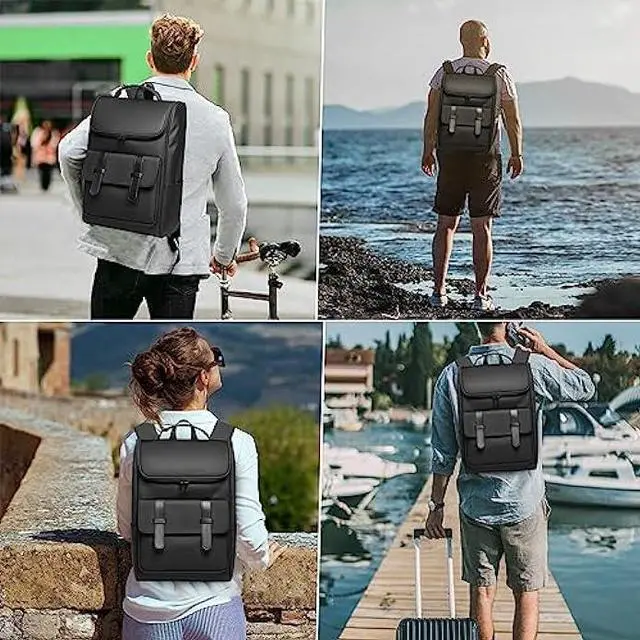 Alt view image 6 of 6 - GYakeog Vintage Laptop Backpack for Men Women 15.6 Inch Travel Backpack Waterproof Business Backpacks Mens College Backpacks Casual Daypacks for Work Office College