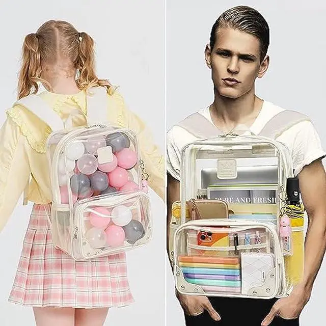 Alt view image 2 of 6 - Caoroky knight Clear Backpack Heavy Duty Transparent Laptop Backpacks 15.6 Inch See Through TPU Travel Daypack Large College Bookbag for Women Men Teens Girls Boys students-Off white