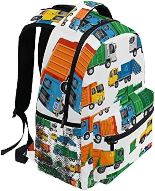 Alt view image 2 of 7 - Garbage Trucks Backpack Travel Laptop Backpack Daypacks, Trash Trucks College School Computer Bag Bookbag for Women & Men Outdoor Camping&Fits Up to 14-inch Notebook