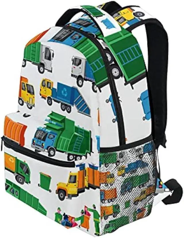 Alt view image 3 of 7 - Garbage Trucks Backpack Travel Laptop Backpack Daypacks, Trash Trucks College School Computer Bag Bookbag for Women & Men Outdoor Camping&Fits Up to 14-inch Notebook