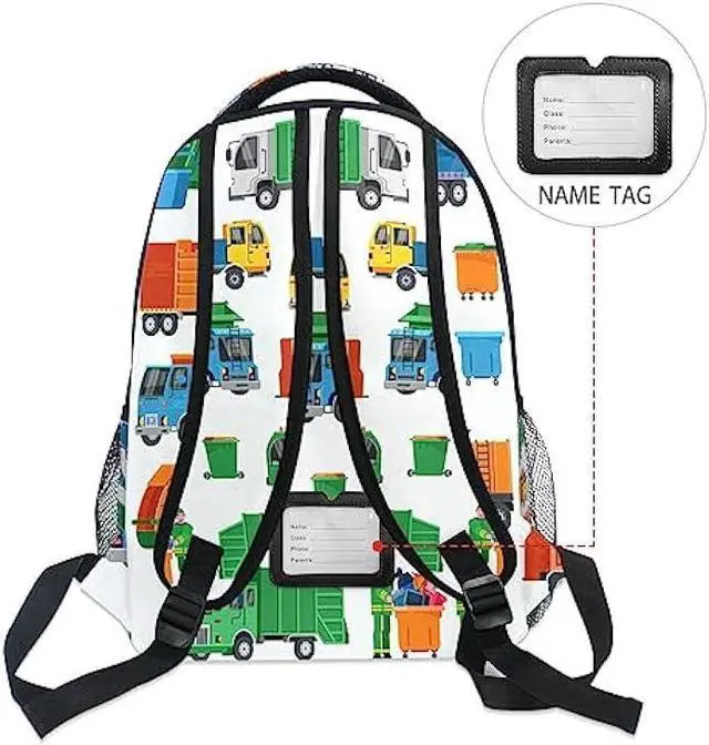 Alt view image 5 of 7 - Garbage Trucks Backpack Travel Laptop Backpack Daypacks, Trash Trucks College School Computer Bag Bookbag for Women & Men Outdoor Camping&Fits Up to 14-inch Notebook