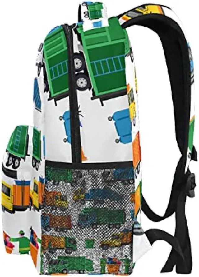 Alt view image 4 of 7 - Garbage Trucks Backpack Travel Laptop Backpack Daypacks, Trash Trucks College School Computer Bag Bookbag for Women & Men Outdoor Camping&Fits Up to 14-inch Notebook