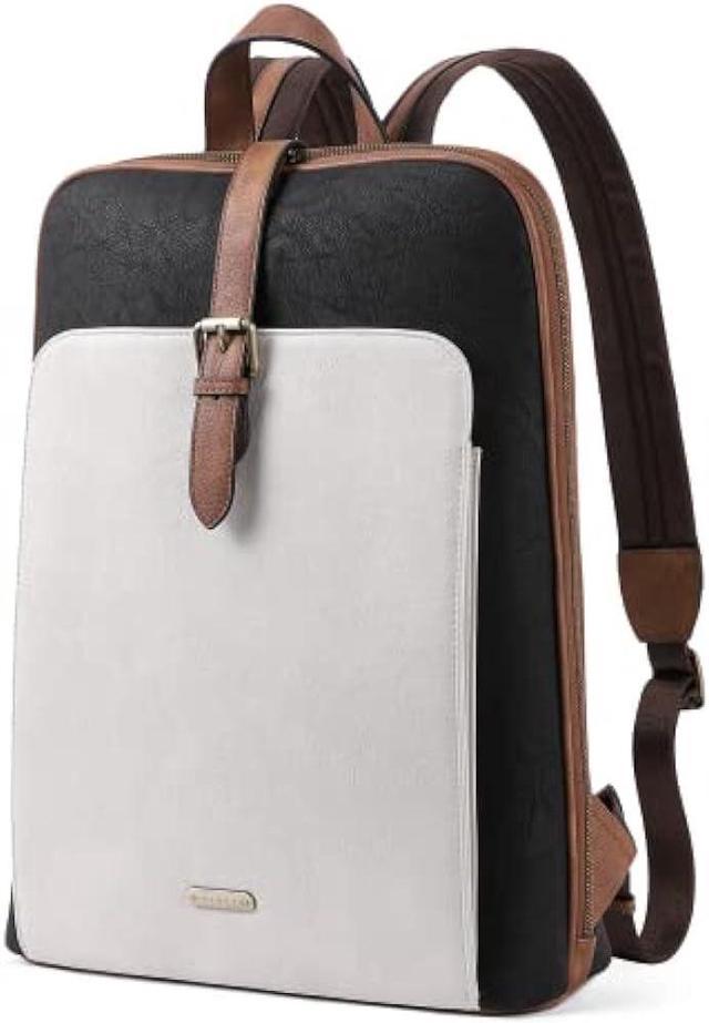  CLUCI Leather Laptop Backpack for Women 15.6 inch