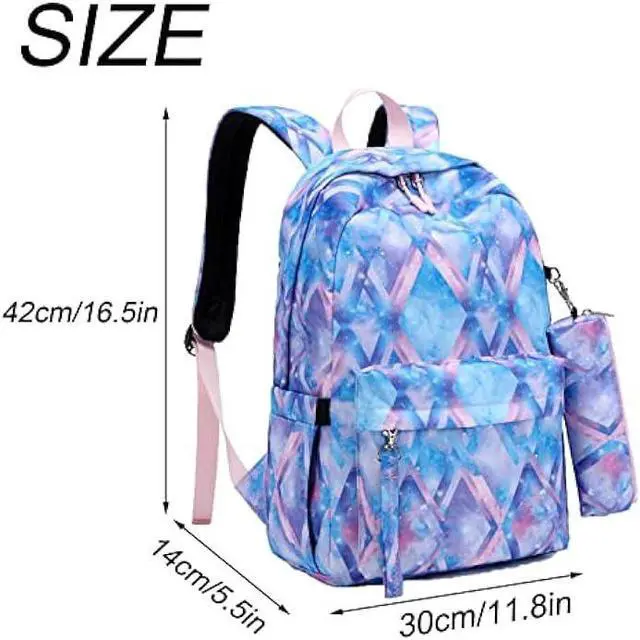 Alt view image 3 of 6 - ZHIERNA Kids Backpack For Girls Teen,3Pcs Set Cute elementary school Bag, 15.6in Laptop Daypack Bookbags With USB Charging Port(Blue)