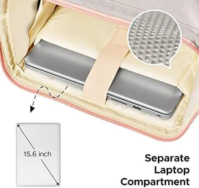 Alt view image 6 of 6 - Kaome Lunch Backpack 15.6 Inch Laptop Backpack for Women with USB Port Nurse Gift Teacher Work Backpack Cooler Insulated Lunch Bag Waterproof Daypacks for Work Picnic Travel Anti-theft