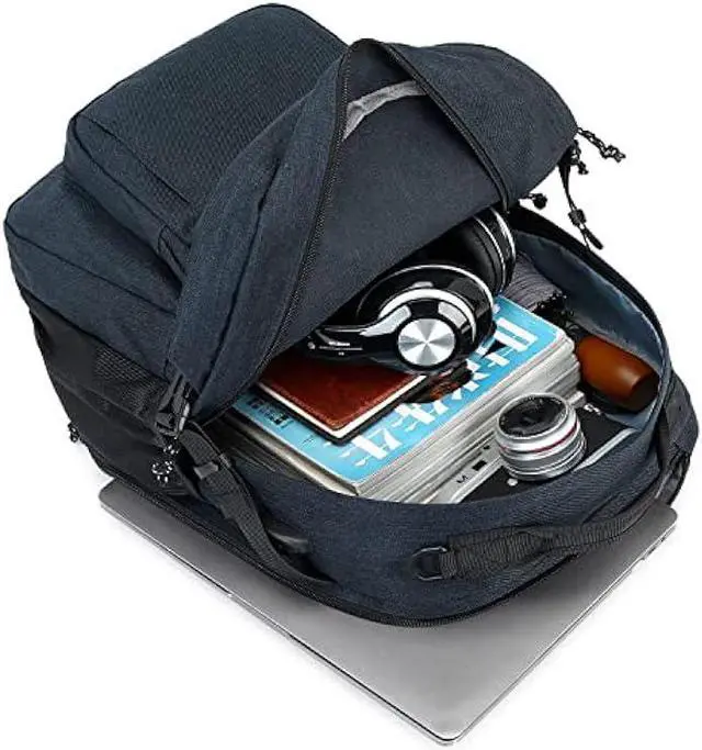 Alt view image 3 of 6 - abshoo Classical Laptop Travel Backpack for Women Men College School Bookbag With USB Charging Port (Navy)