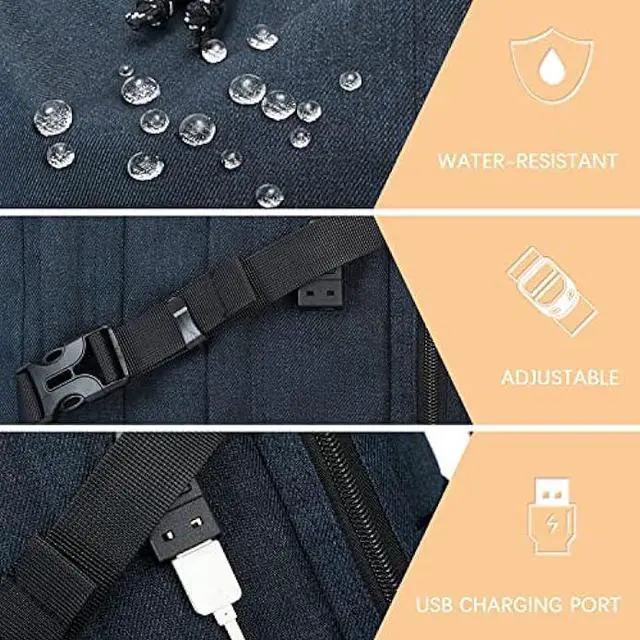 Alt view image 4 of 6 - abshoo Classical Laptop Travel Backpack for Women Men College School Bookbag With USB Charging Port (Navy)