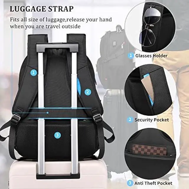Alt view image 6 of 6 - DUSLANG 50L Travel Laptop Backpack for Men Women, Water Resistant Carry on Backpack for Weekend Airline Approved for Business Work Backpack with USB Charging Port Fits 17 Inch Computer, Black