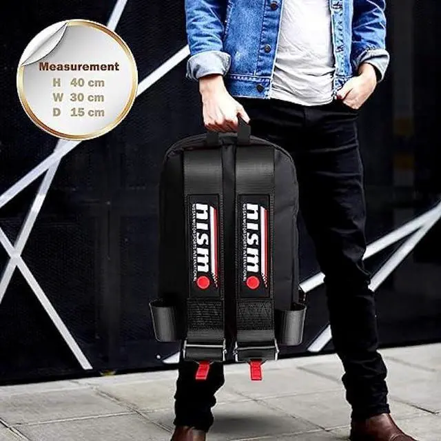 Alt view image 5 of 6 - W-POWER JDM Bride Racing Laptop Travel Backpack Brown Bottom with Adjustable Harness Straps (NIS-BK)