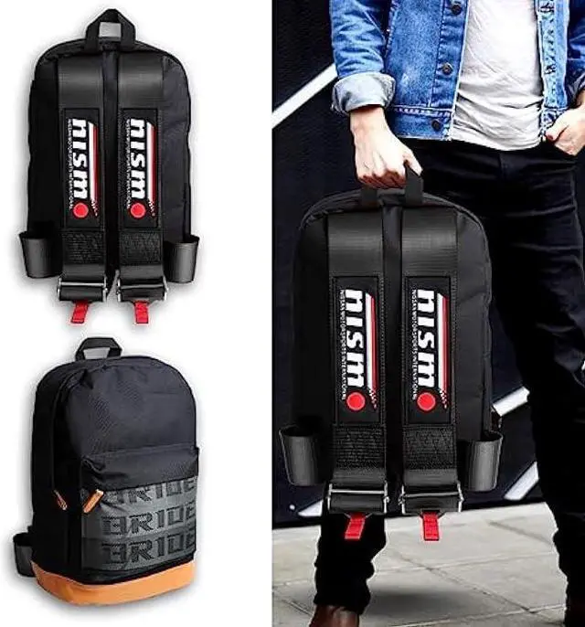 Alt view image 6 of 6 - W-POWER JDM Bride Racing Laptop Travel Backpack Brown Bottom with Adjustable Harness Straps (NIS-BK)