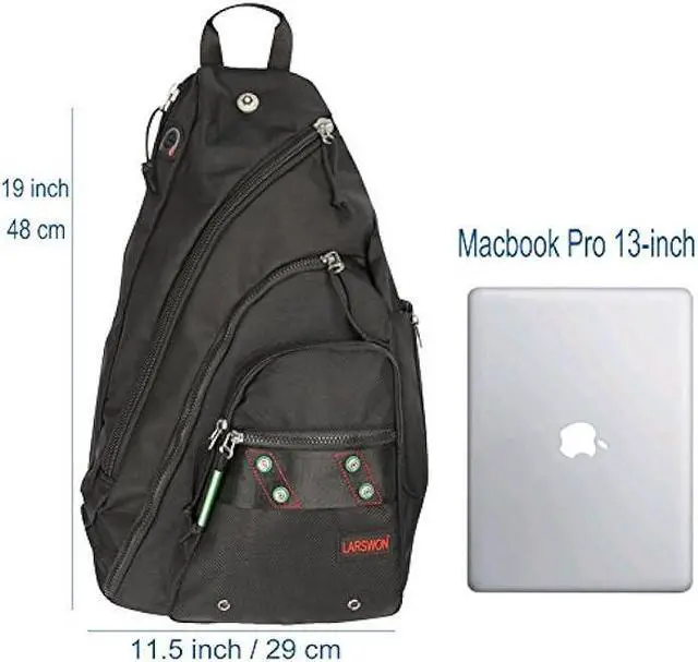 Alt view image 4 of 7 - Larswon Sling Backpack, Sling Bag Laptop, Crossbody Bag Men, Shoulder Bags Black