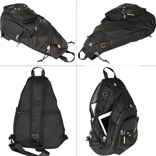 Alt view image 7 of 7 - Larswon Sling Backpack, Sling Bag Laptop, Crossbody Bag Men, Shoulder Bags Black