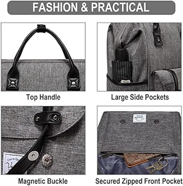 Alt view image 5 of 7 - VASCHY Laptop Backpack, Vintage Water Resistant Anti-theft Travel Backpack for Men and Women 15.6inch with USB Charging Port Charcoal Gray
