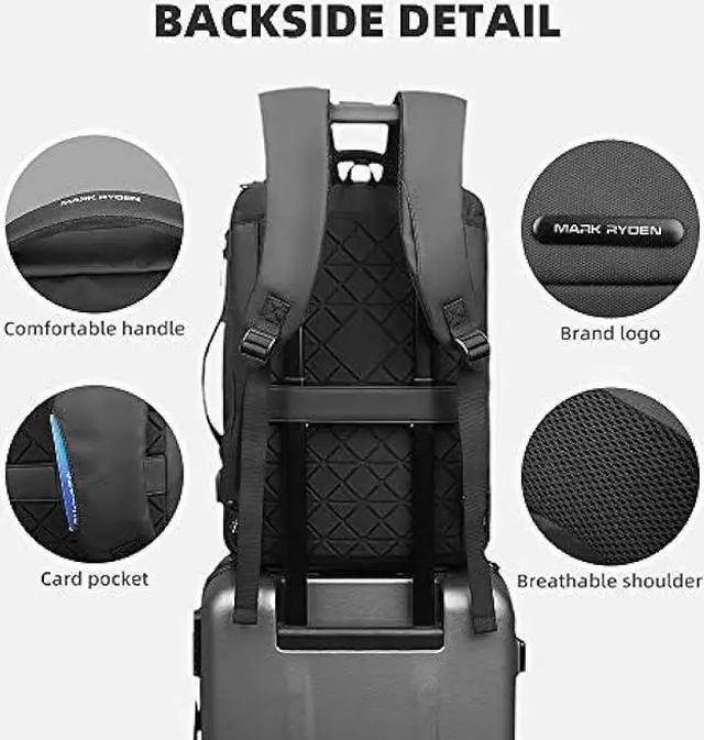 Alt view image 4 of 6 - Muzee Laptop Backpack For Men,3in1 Slim Business Backpack Stylish Executive Briefcase & Casual Daypack Fits 15.6 Inch Computer USB Port Black