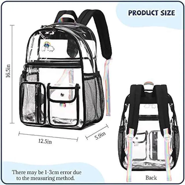 Alt view image 2 of 7 - Lanola Clear Backpack Heavy Duty PVC Transparent Backpack with Laptop Compartment See Through Backpacks-Black