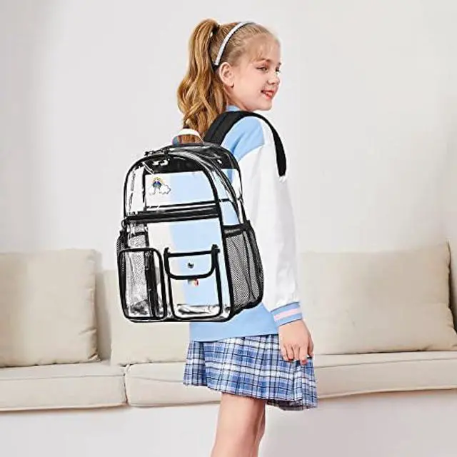 Alt view image 3 of 7 - Lanola Clear Backpack Heavy Duty PVC Transparent Backpack with Laptop Compartment See Through Backpacks-Black