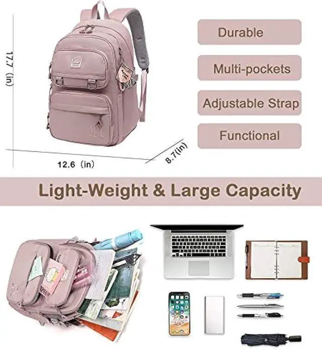Alt view image 4 of 7 - BASICPOWER School Backpack for Girls Boys, Laptop Backpack Middle High School Student Bookbag for Teens