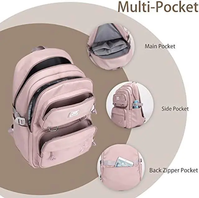 Alt view image 5 of 7 - BASICPOWER School Backpack for Girls Boys, Laptop Backpack Middle High School Student Bookbag for Teens