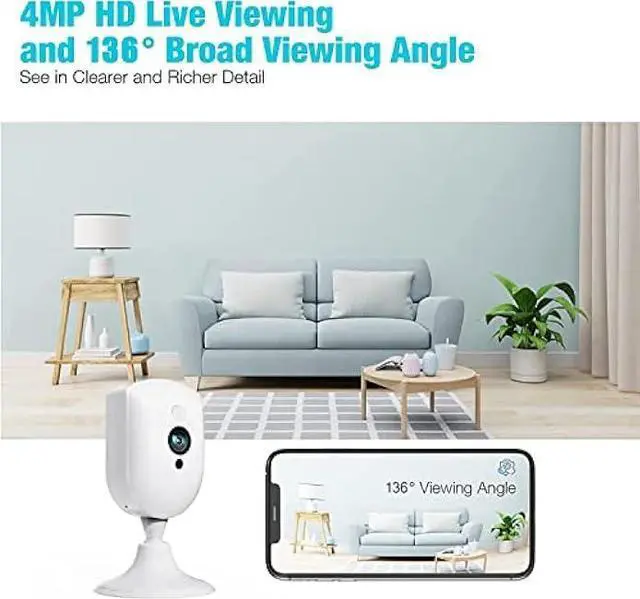 Alt view image 2 of 6 - VIMTAG Indoor 2.5K/4MP HD WiFi Camera for Home Security/Pet/Dog/Cat/Baby with Phone App, AI Human/Sound/Motion Detection, Night Vision, 2-Way Audio, Cloud/Max 512GB TF Card Storage, Support Alexa