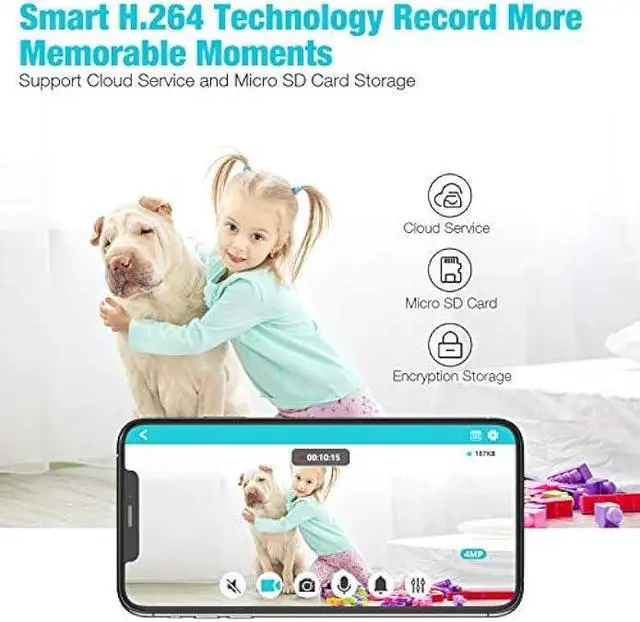 Alt view image 4 of 6 - VIMTAG Indoor 2.5K/4MP HD WiFi Camera for Home Security/Pet/Dog/Cat/Baby with Phone App, AI Human/Sound/Motion Detection, Night Vision, 2-Way Audio, Cloud/Max 512GB TF Card Storage, Support Alexa