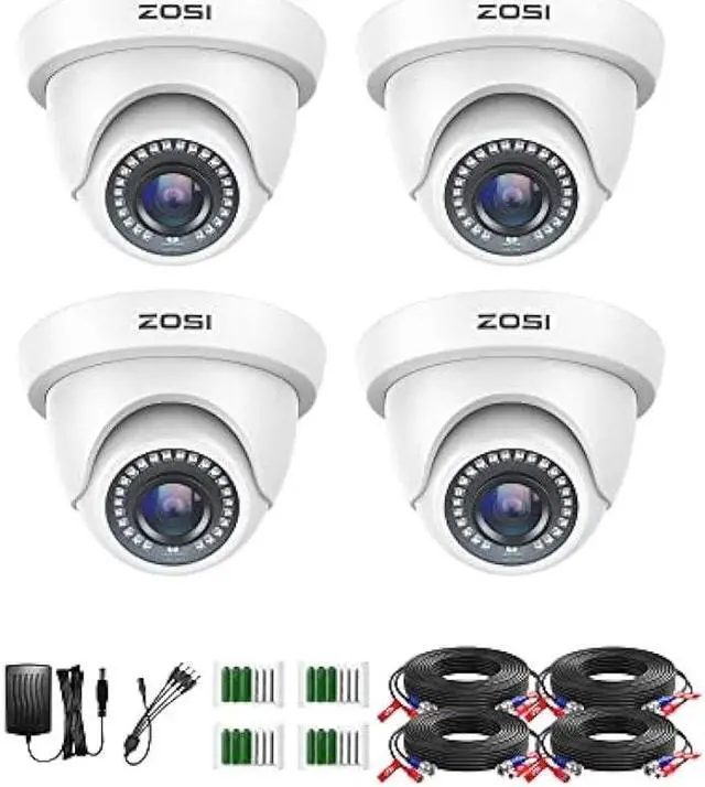 Main image of ZOSI 4 Pack 2.0MP HD 1080P Security Cameras Kit TVI/CVI/AHD Indoor Outdoor 80ft Day Night Vision CCTV Dome Home Cameras For 720P/1080N/1080P/5MP/4K HD-TVI AHD CVI Analog DVR Systems(White)