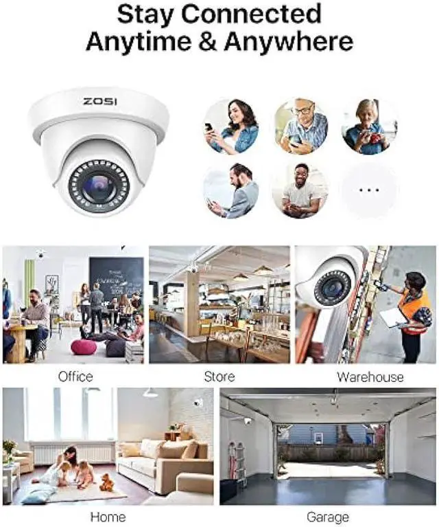 Alt view image 6 of 6 - ZOSI 2Pack 2.0MP HD 1080P Security Cameras Kit TVI/CVI/AHD Indoor Outdoor 80ft Day Night Vision CCTV Dome Home Cameras for 720P/1080N/1080P/5MP/4K HD-TVI AHD CVI Analog DVR Systems