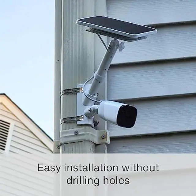 Alt view image 3 of 7 - Holicfun 2-in-1 Security Camera and Solar Panel Pole Mount for Ring, Eufy, Arlo, Wyze, Reolink Solar Panels and Cams (White)