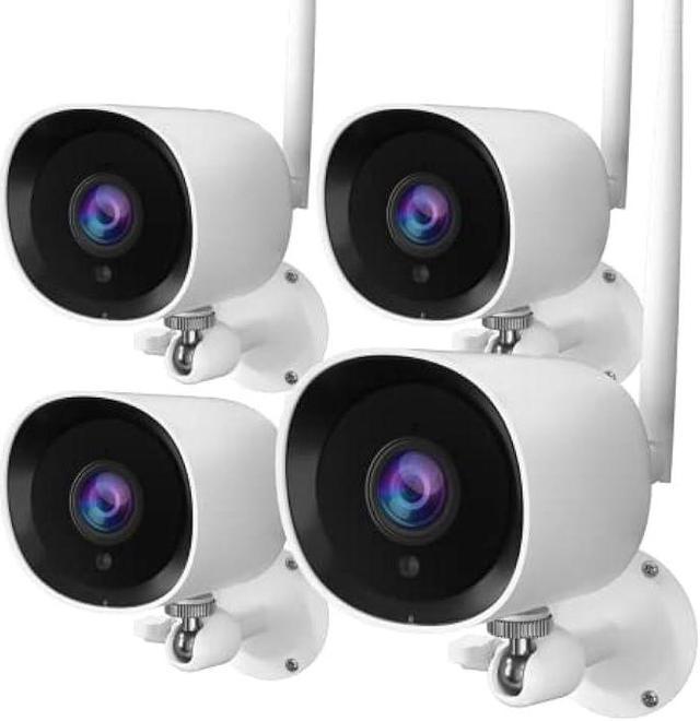 4Pack Wireless Security Cameras Outdoor,2K WiFi Surveillance Camera for  Home Security with Night Vision, Motion Detection, 24/7 Live Video, IP66
